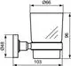 Zahnbecher aus Klarglas mit chromfarbener Halterung, montiert an der Wand, von Ideal Standard. Klare, funktionale Form.
